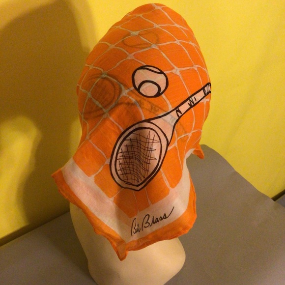 Vintage Bill Blass Silky Tennis Scarf Bandana - Picture 2 of 7